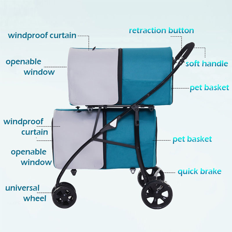 Oxford Fabric Dual Pet Stroller Oxford Fabric Dual Pet Stroller