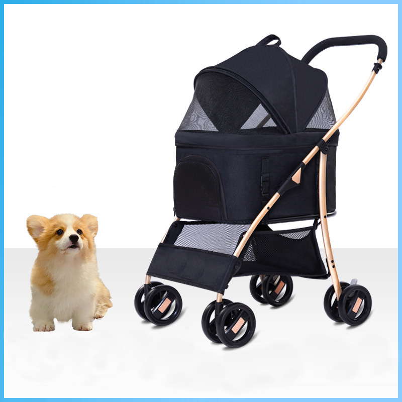 Pet stroller with storage basket